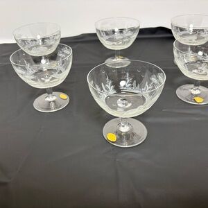 Vintage Etched East Germany Crystal Coupe Set Hunting/Wildlife Scene